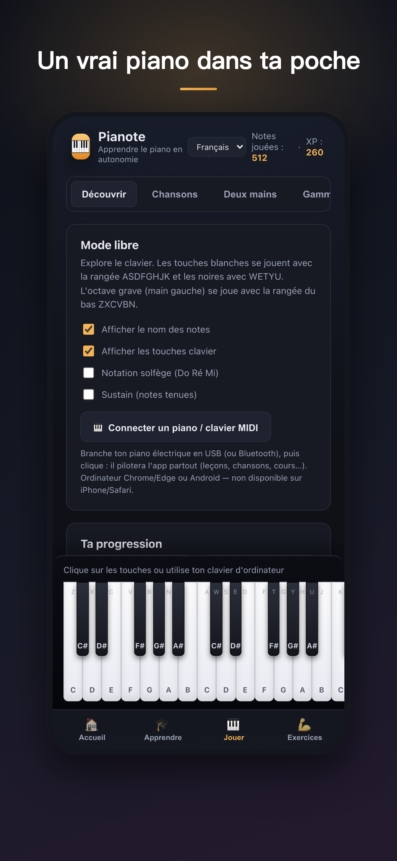 Clavier jouable